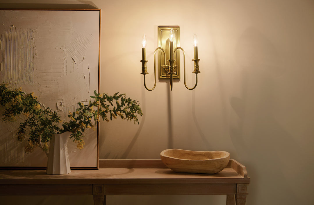 Kichler Canada - 52473NBR - Three Light Wall Sconce - Karthe - Natural Brass