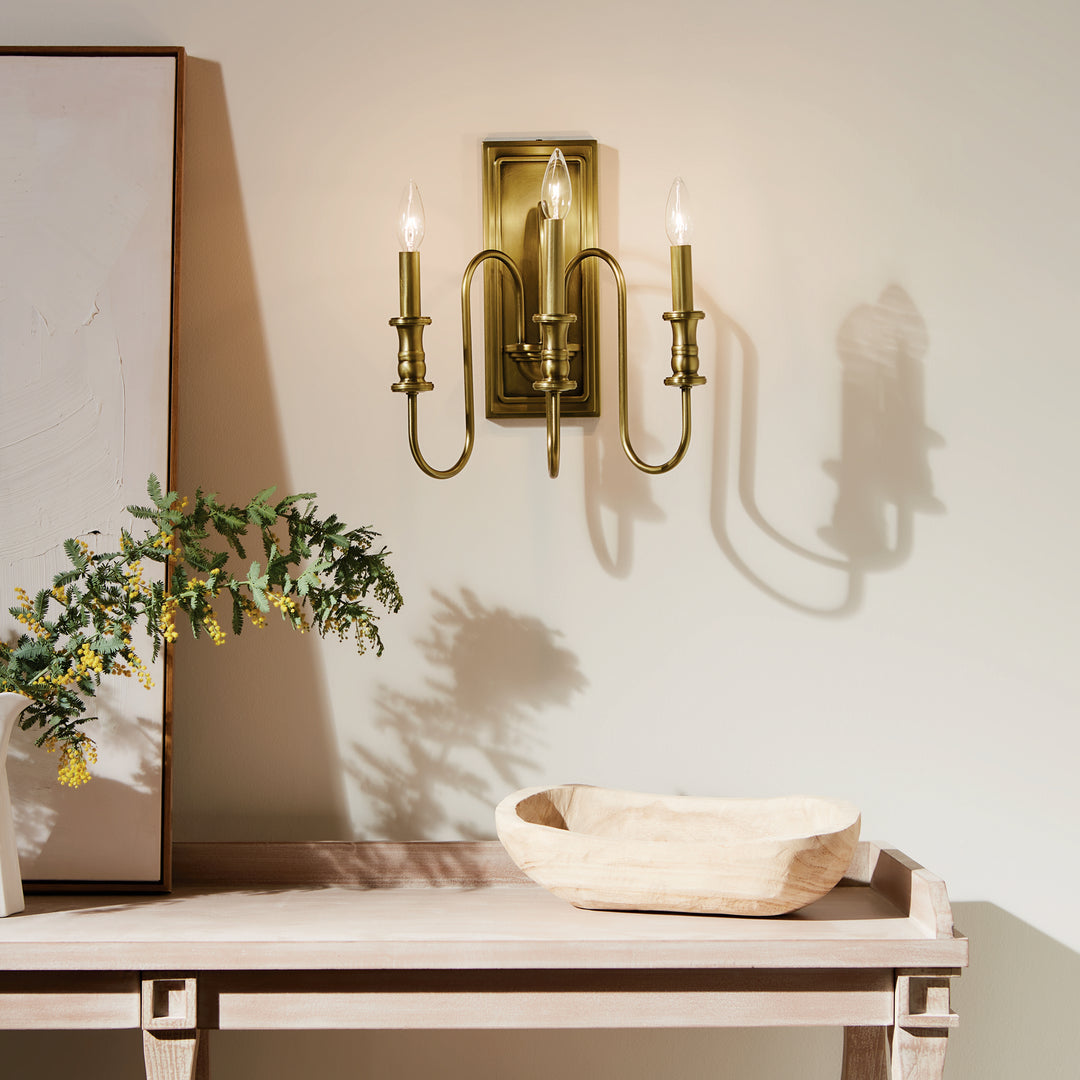 Kichler Canada - 52473NBR - Three Light Wall Sconce - Karthe - Natural Brass