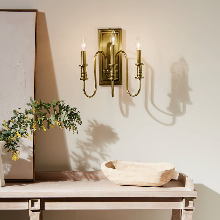 Kichler Canada - 52473NBR - Three Light Wall Sconce - Karthe - Natural Brass