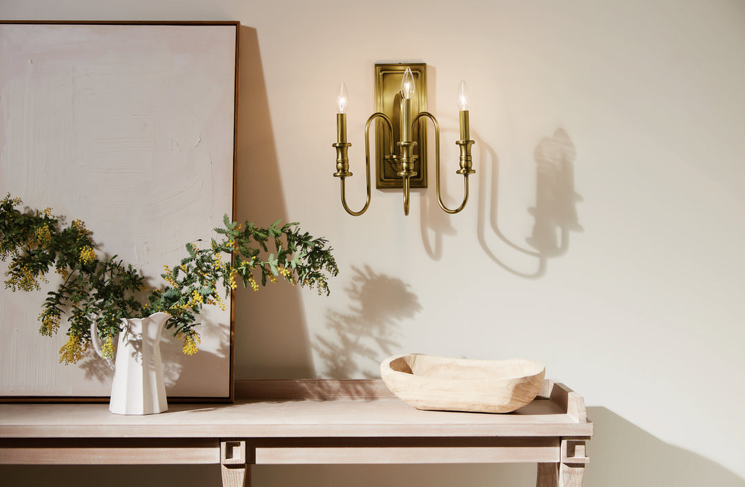 Kichler Canada - 52473NBR - Three Light Wall Sconce - Karthe - Natural Brass