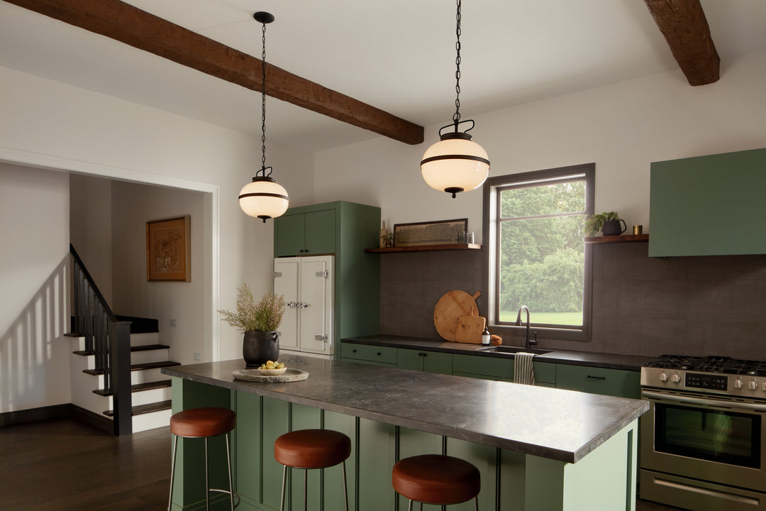 Kichler Canada - 52478BKT - Two Light Pendant - Opal - Textured Black