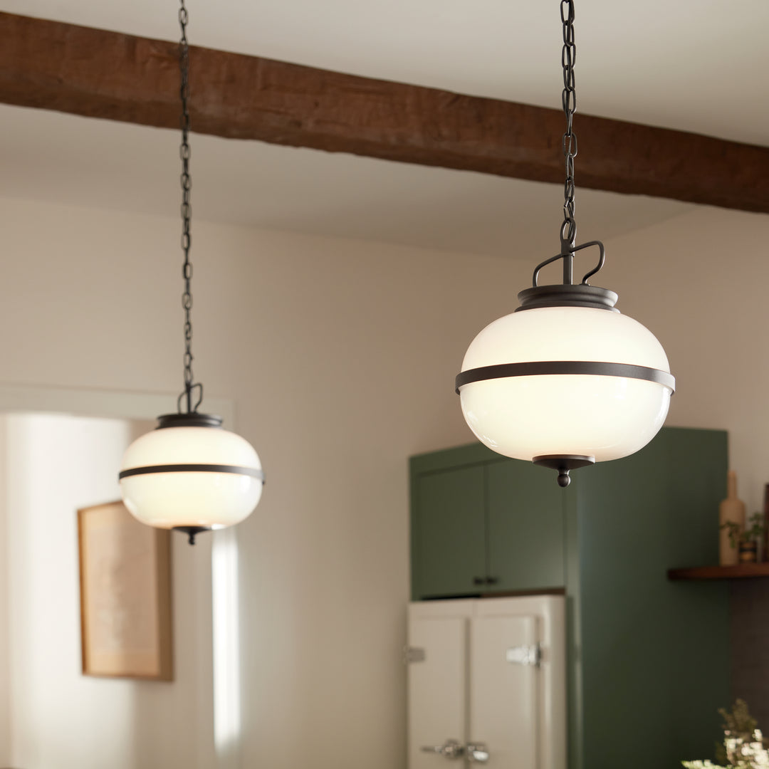 Kichler Canada - 52478BKT - Two Light Pendant - Opal - Textured Black