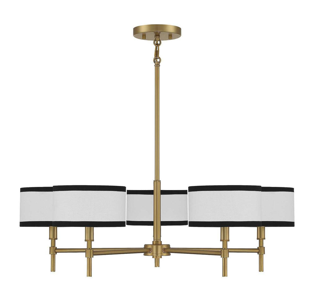 Meridian - M10011NB - Five Light Chandelier - Natural Brass