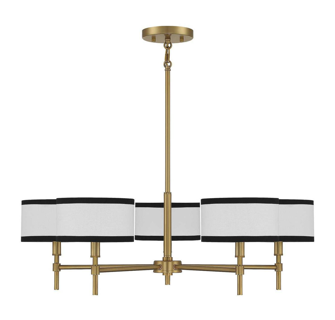 Meridian - M10011NB - Five Light Chandelier - Natural Brass