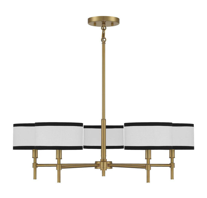 Meridian - M10011NB - Five Light Chandelier - Natural Brass