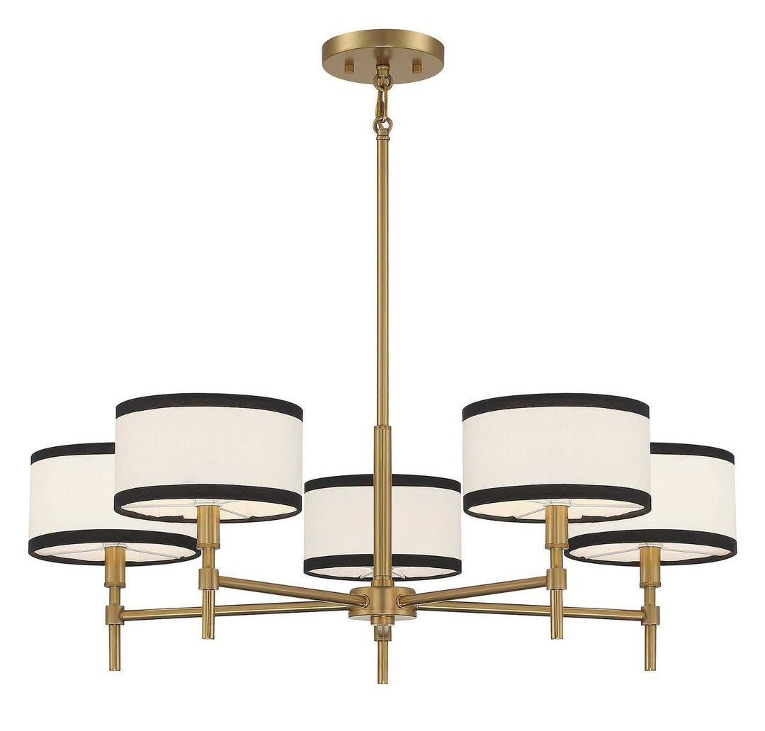 Meridian - M10011NB - Five Light Chandelier - Natural Brass