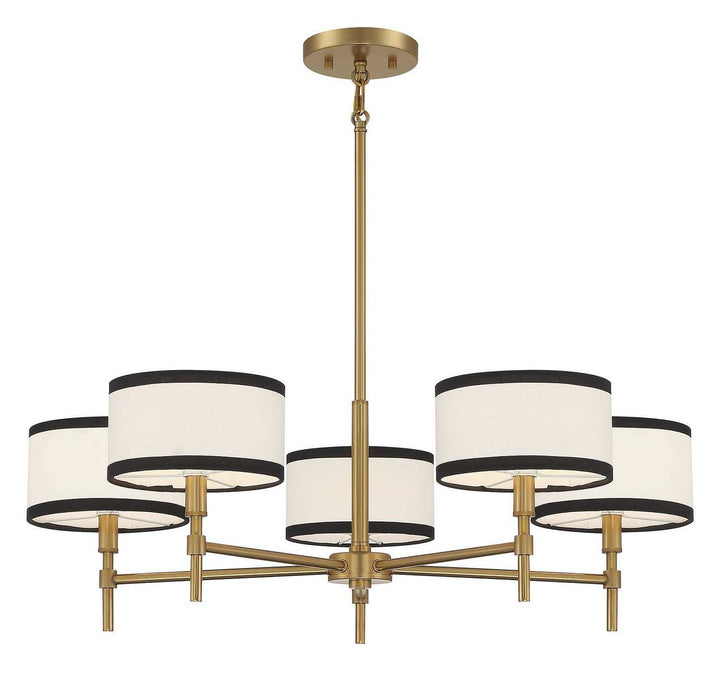 Meridian - M10011NB - Five Light Chandelier - Natural Brass