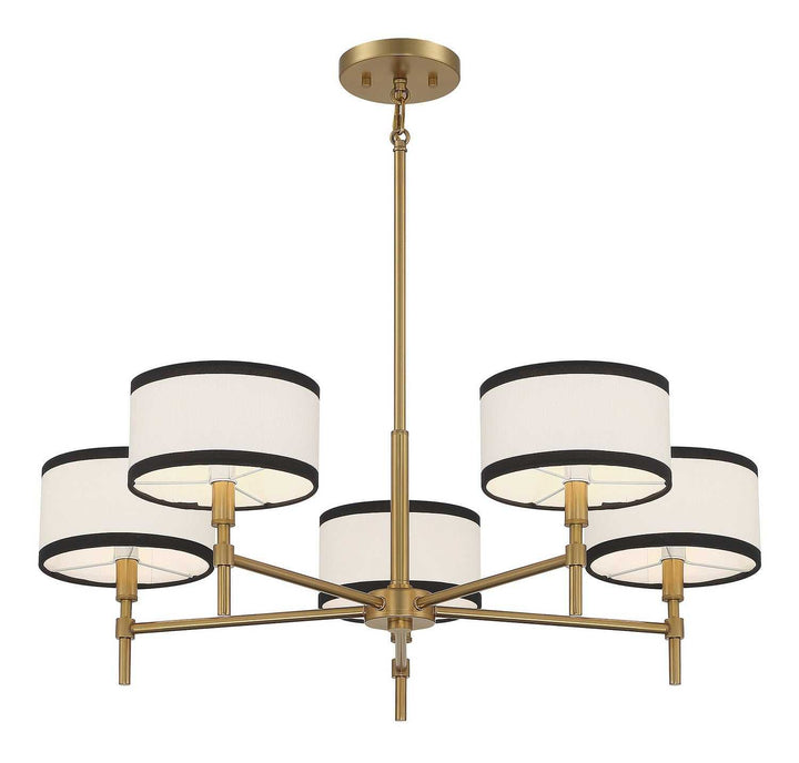 Meridian - M10011NB - Five Light Chandelier - Natural Brass