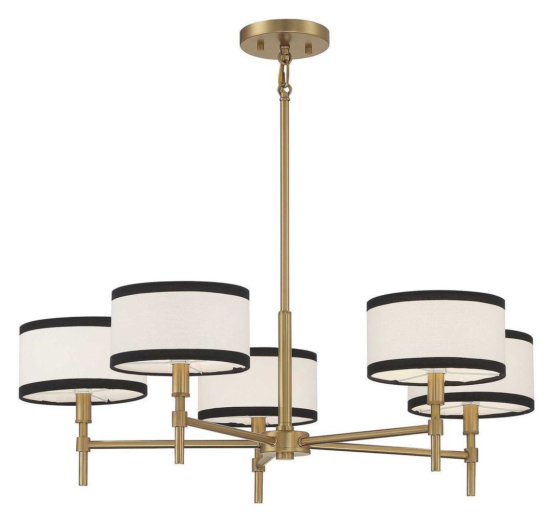 Meridian - M10011NB - Five Light Chandelier - Natural Brass