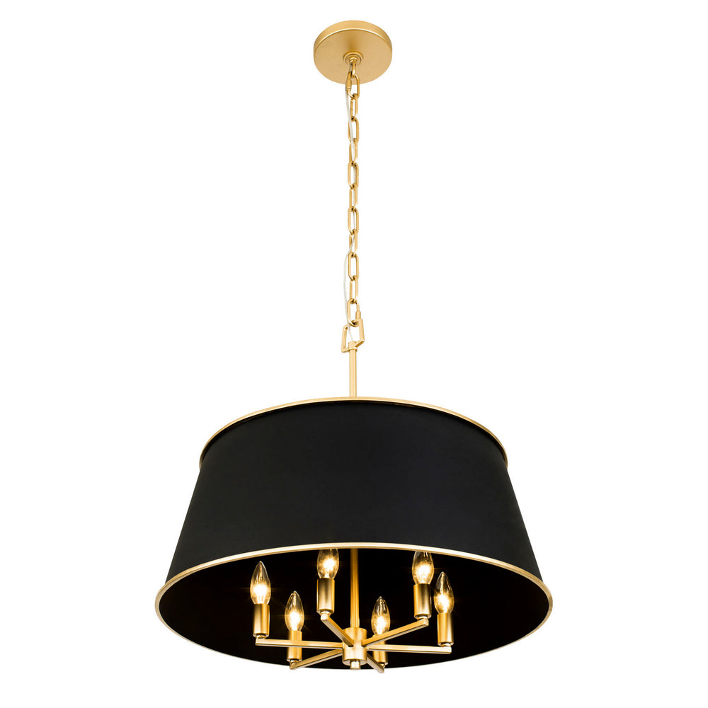 Varaluz - 364P06MBFG - Six Light Pendant - Coco - Matte Black/French Gold