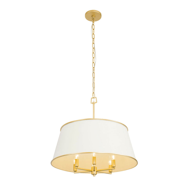 Varaluz - 364P06MWFG - Six Light Pendant - Coco - Matte White/French Gold