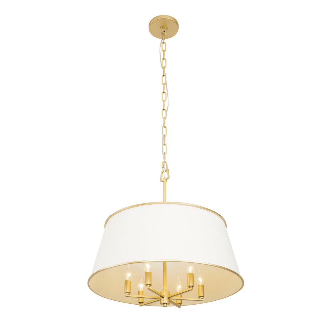 Varaluz - 364P06MWFG - Six Light Pendant - Coco - Matte White/French Gold