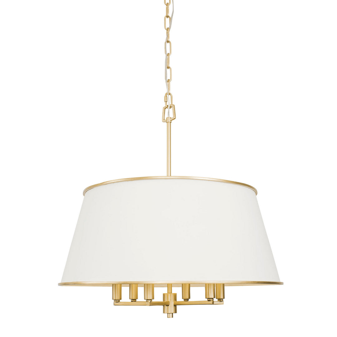 Varaluz - 364P06MWFG - Six Light Pendant - Coco - Matte White/French Gold