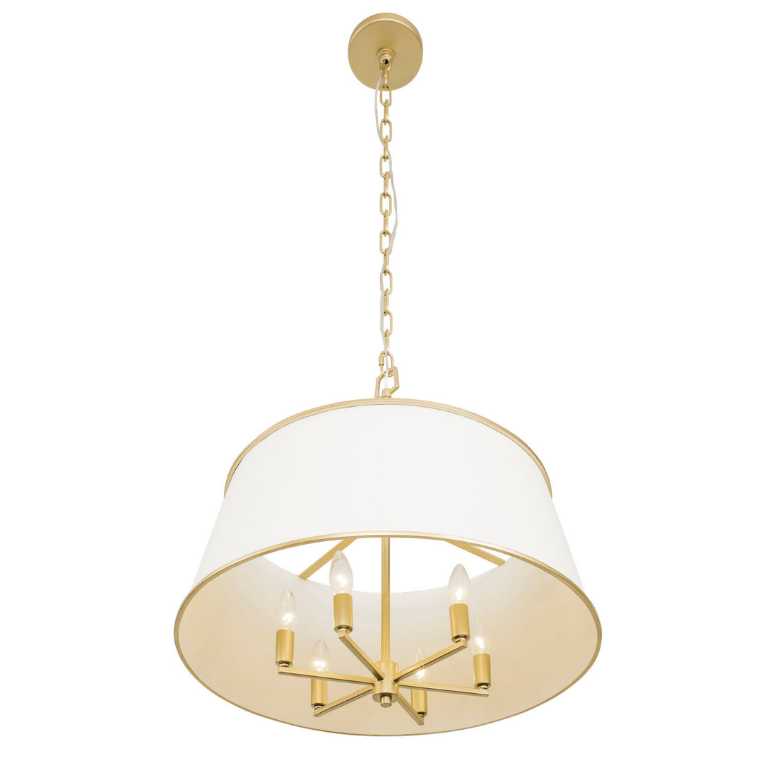 Varaluz - 364P06MWFG - Six Light Pendant - Coco - Matte White/French Gold