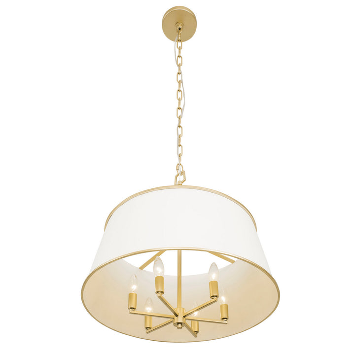 Varaluz - 364P06MWFG - Six Light Pendant - Coco - Matte White/French Gold