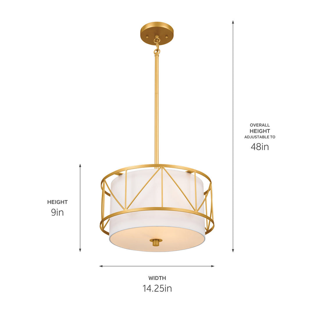 Kichler Canada - 52074CLG - Three Light Pendant/Semi Flush - Birkleigh - Classic Gold