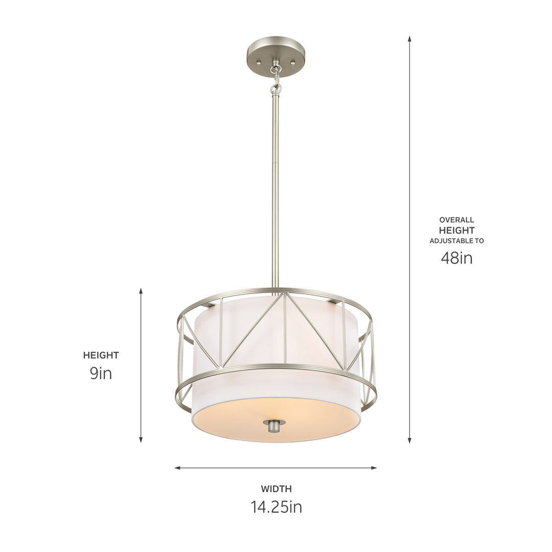 Kichler Canada - 52074SN - Three Light Pendant/Semi Flush - Birkleigh - Satin Nickel