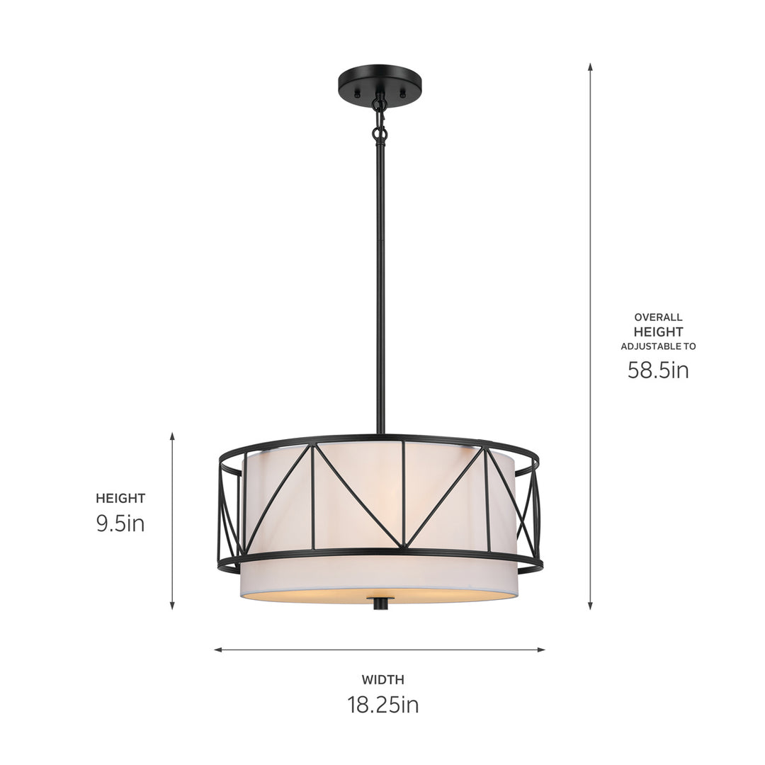 Kichler Canada - 52075BK - Three Light Pendant/Semi Flush - Birkleigh - Black