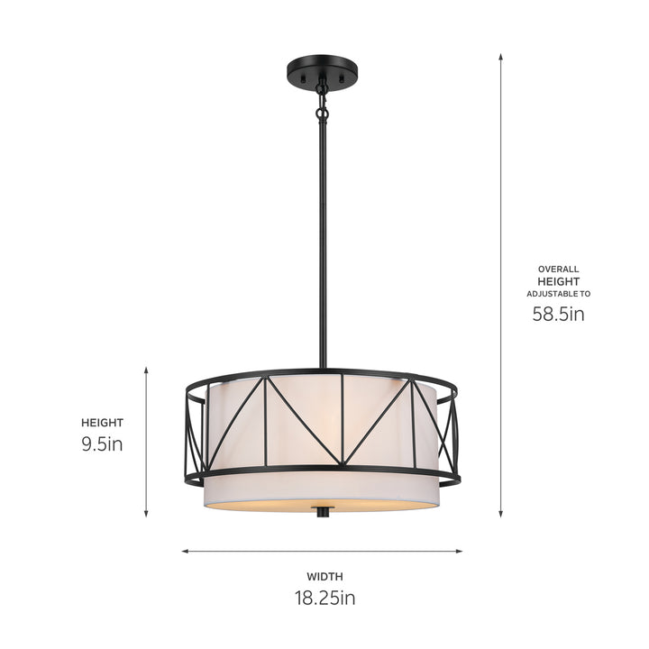 Kichler Canada - 52075BK - Three Light Pendant/Semi Flush - Birkleigh - Black