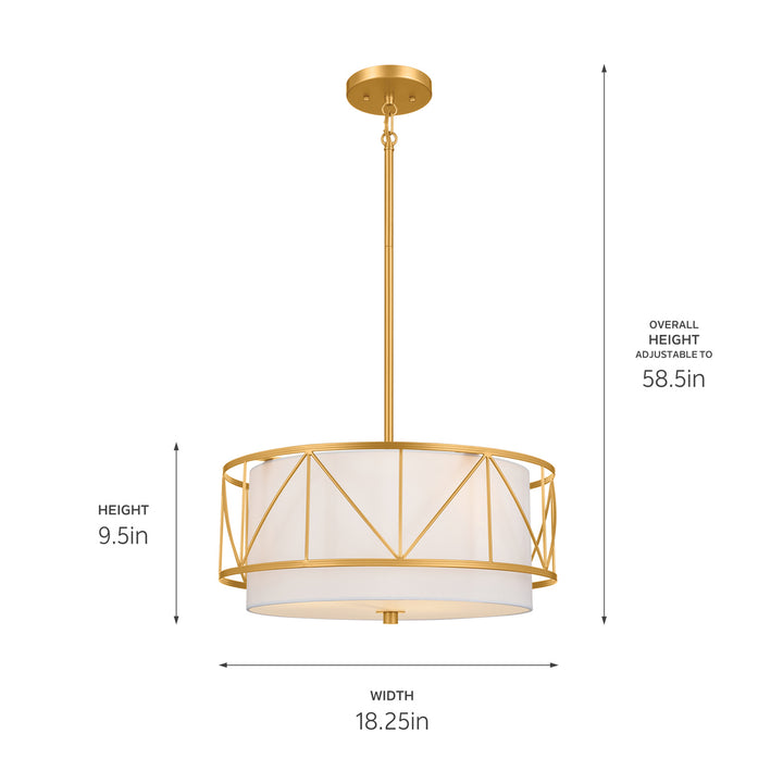 Kichler Canada - 52075CLG - Three Light Pendant/Semi Flush - Birkleigh - Classic Gold