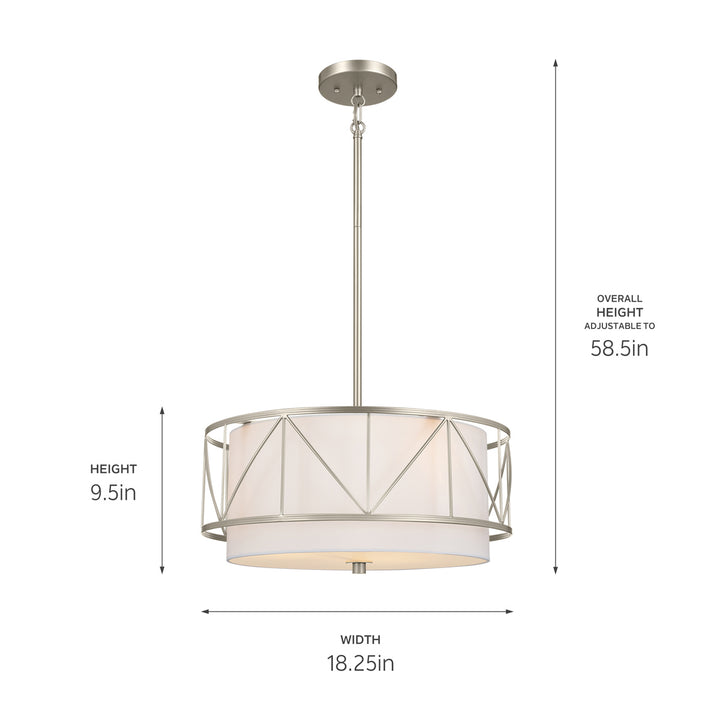 Kichler Canada - 52075SN - Three Light Pendant/Semi Flush - Birkleigh - Satin Nickel
