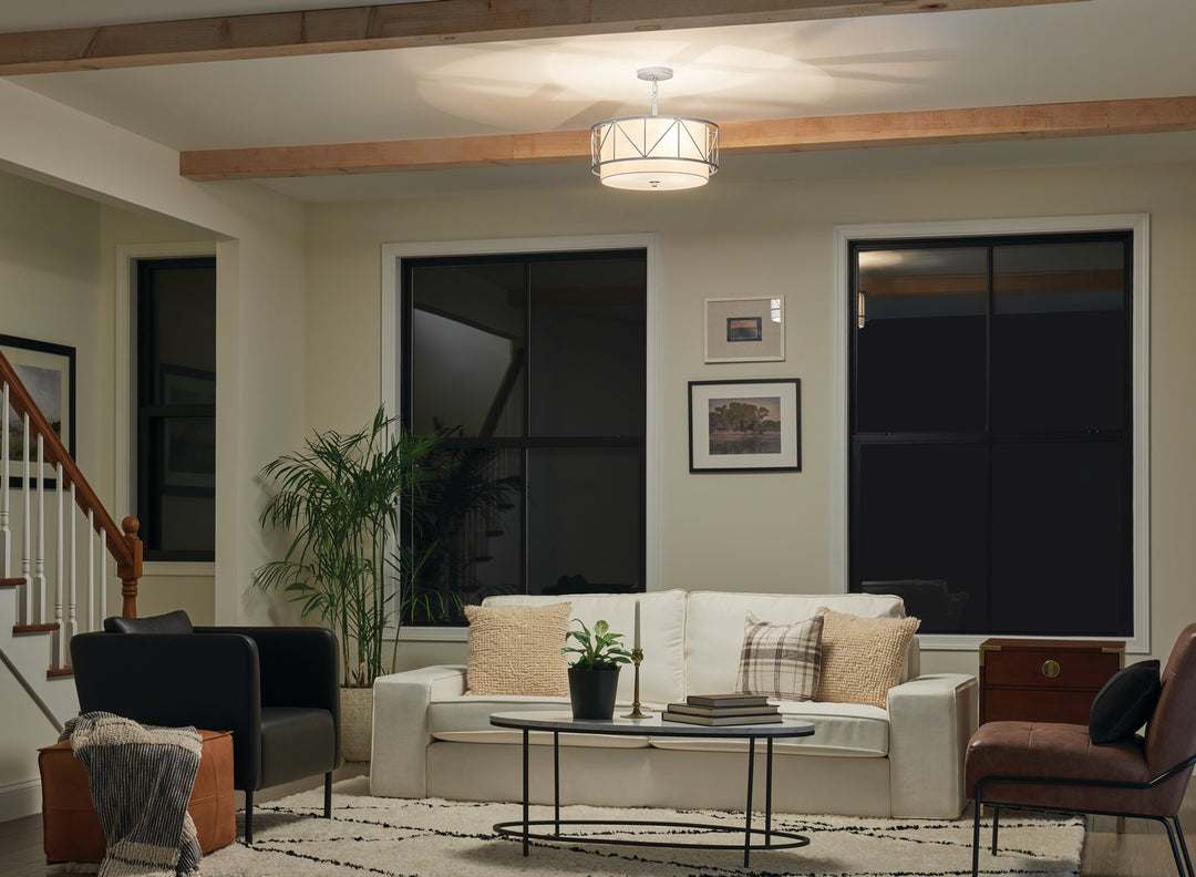 Kichler Canada - 52075SN - Three Light Pendant/Semi Flush - Birkleigh - Satin Nickel