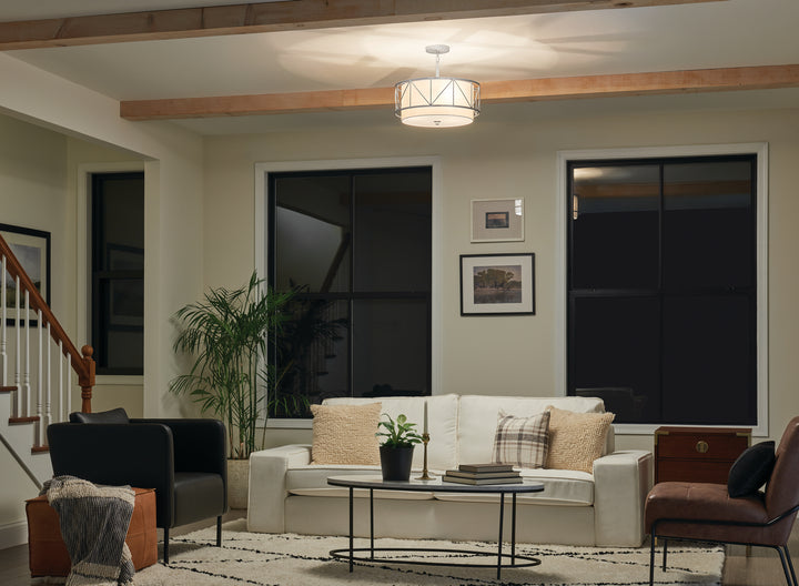 Kichler Canada - 52075SN - Three Light Pendant/Semi Flush - Birkleigh - Satin Nickel