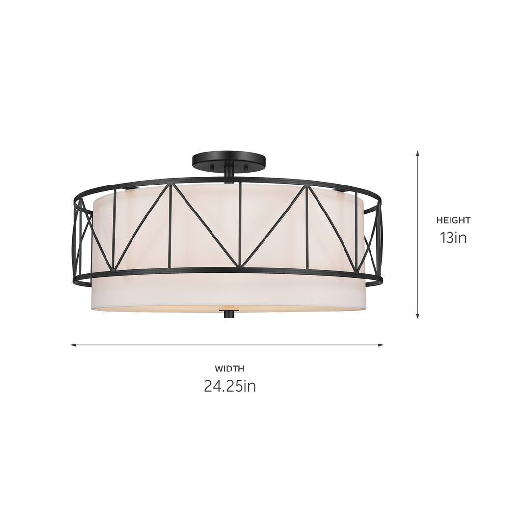 Kichler Canada - 52076BK - Four Light Semi Flush Mount - Birkleigh - Black