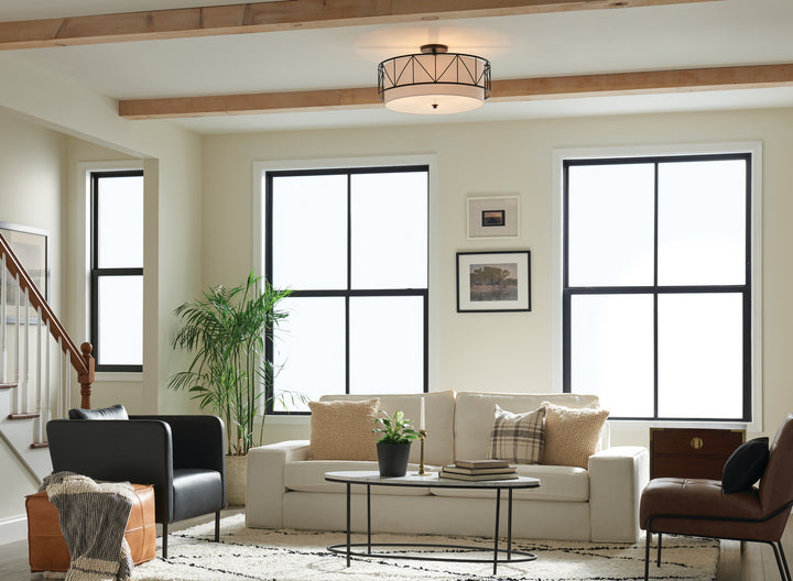 Kichler Canada - 52076BK - Four Light Semi Flush Mount - Birkleigh - Black