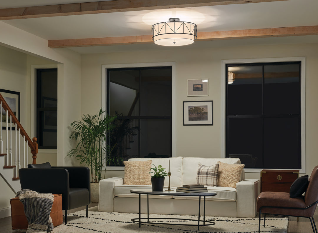 Kichler Canada - 52076BK - Four Light Semi Flush Mount - Birkleigh - Black