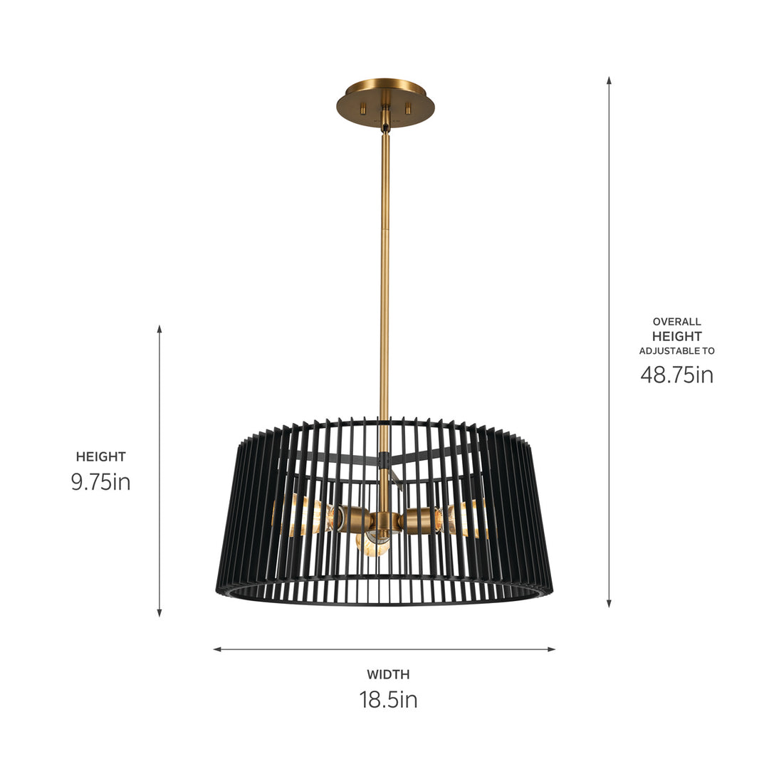 Kichler Canada - 44171BK - Three Light Pendant - Linara - Black