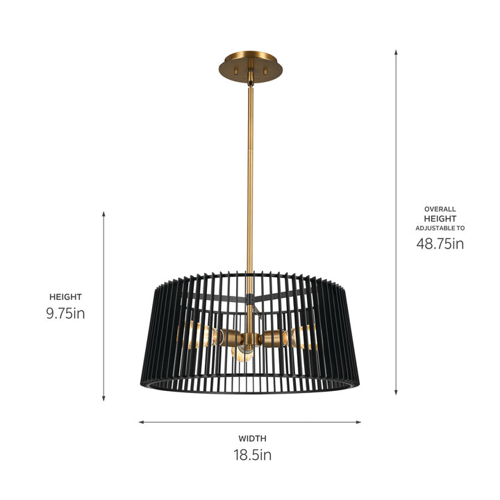 Kichler Canada - 44171BK - Three Light Pendant - Linara - Black