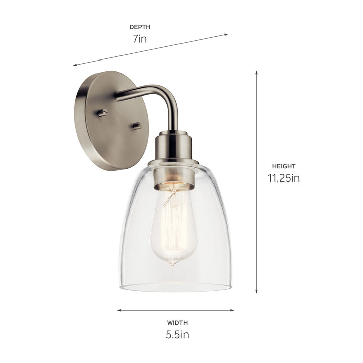 Kichler Canada - 55100NI - One Light Wall Sconce - Meller - Nickel Textured