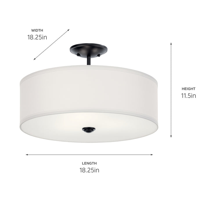 Kichler Canada - 43692BK - Three Light Semi Flush Mount - Shailene - Black