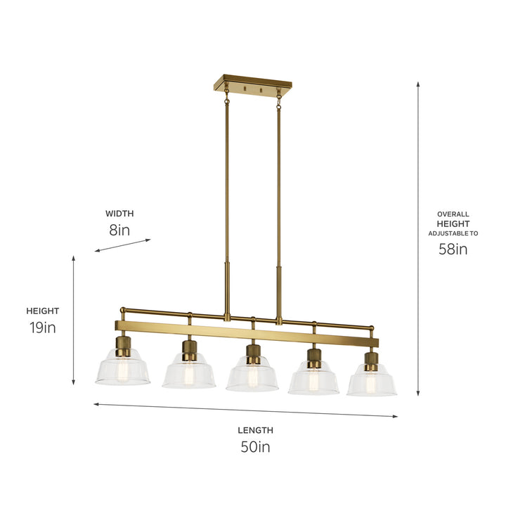Kichler Canada - 52404BNB - Five Light Linear Chandelier - Eastmont - Brushed Brass