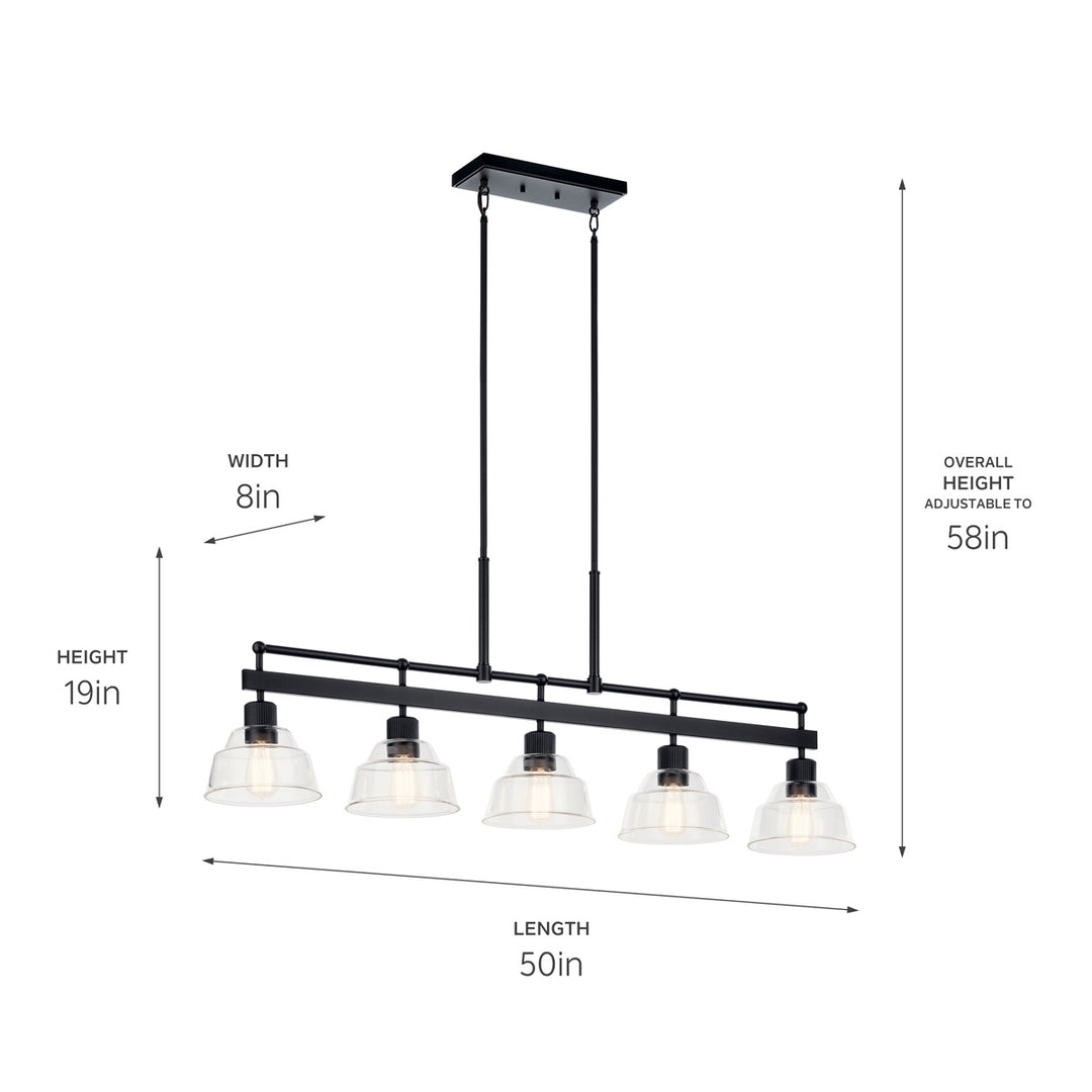 Kichler Canada - 52404BK - Five Light Linear Chandelier - Eastmont - Black