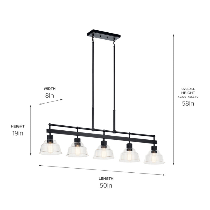 Kichler Canada - 52404BK - Five Light Linear Chandelier - Eastmont - Black