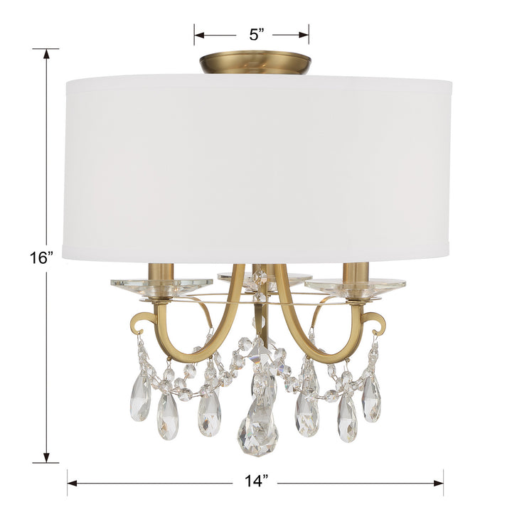 Crystorama - 6623-VG-CL-MWP_CEILING - Three Light Semi Flush Mount - Othello - Vibrant Gold