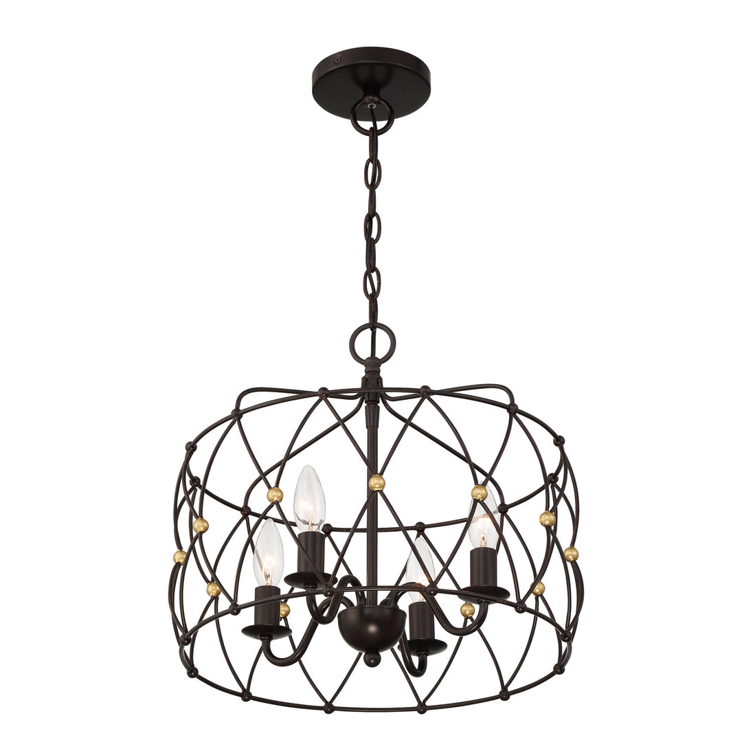 Crystorama - ZUC-A9030-EB-GA - Four Light Pendant - Zucca - English Bronze + Antique Gold