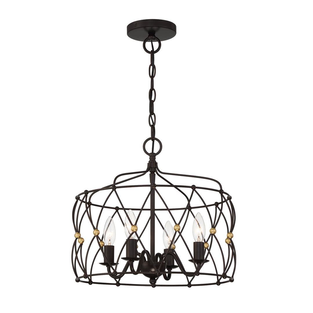 Crystorama - ZUC-A9030-EB-GA - Four Light Pendant - Zucca - English Bronze + Antique Gold