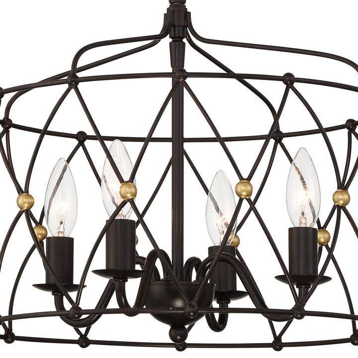 Crystorama - ZUC-A9030-EB-GA - Four Light Pendant - Zucca - English Bronze + Antique Gold