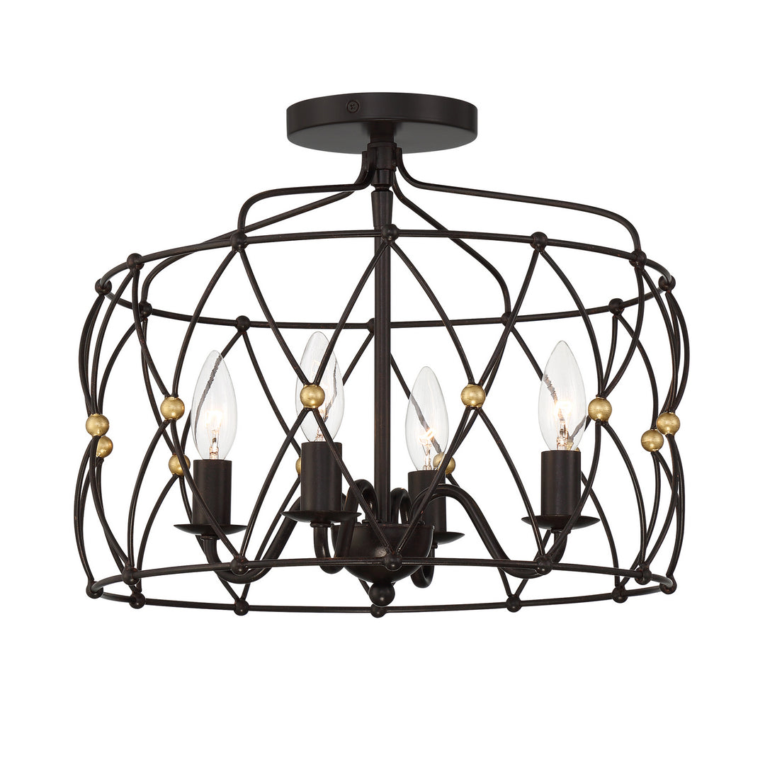 Crystorama - ZUC-A9030-EB-GA_CEILING - Four Light Semi Flush Mount - Zucca - English Bronze + Antique Gold