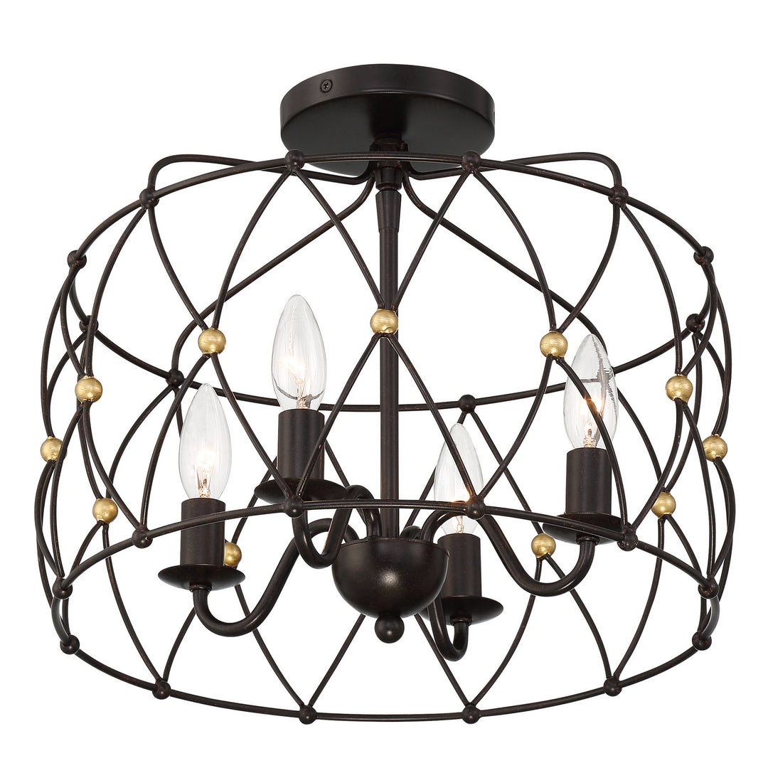 Crystorama - ZUC-A9030-EB-GA_CEILING - Four Light Semi Flush Mount - Zucca - English Bronze + Antique Gold