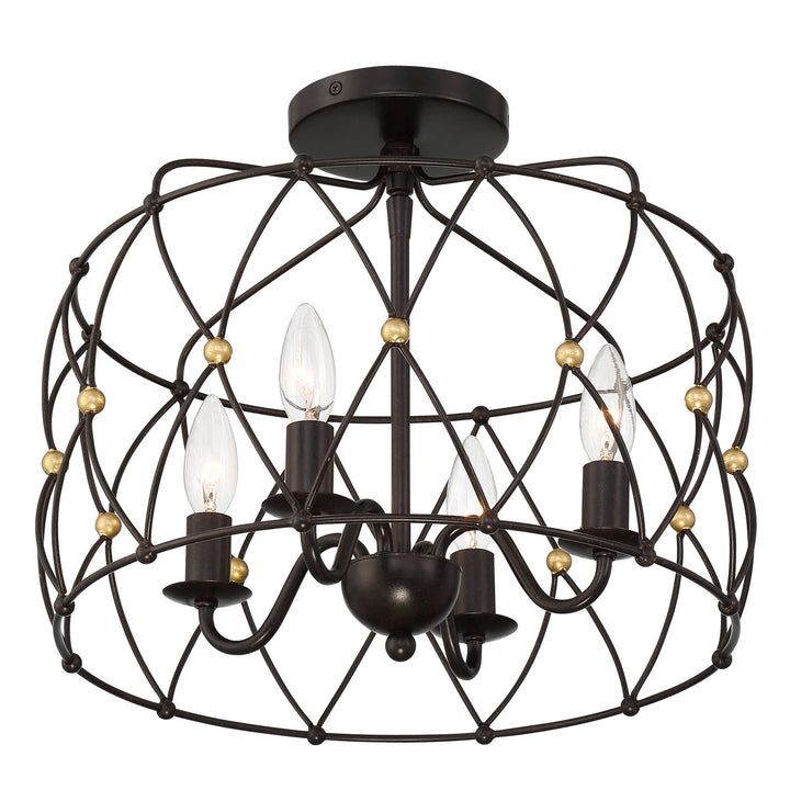 Crystorama - ZUC-A9030-EB-GA_CEILING - Four Light Semi Flush Mount - Zucca - English Bronze + Antique Gold