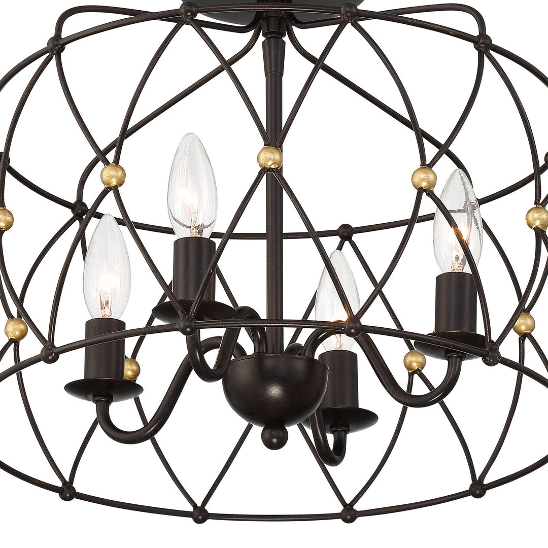 Crystorama - ZUC-A9030-EB-GA_CEILING - Four Light Semi Flush Mount - Zucca - English Bronze + Antique Gold