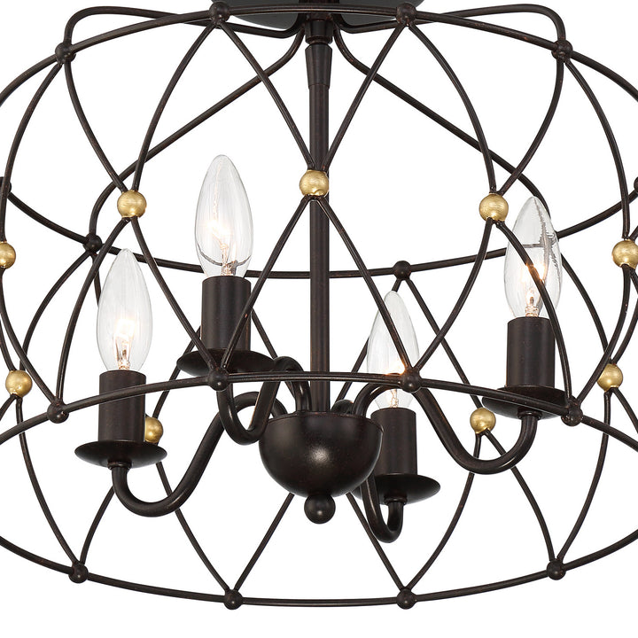 Crystorama - ZUC-A9030-EB-GA_CEILING - Four Light Semi Flush Mount - Zucca - English Bronze + Antique Gold
