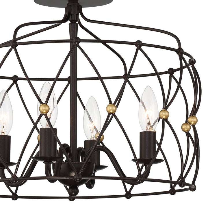 Crystorama - ZUC-A9030-EB-GA_CEILING - Four Light Semi Flush Mount - Zucca - English Bronze + Antique Gold