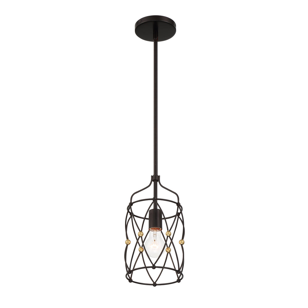 Crystorama - ZUC-A9031-EB-GA - One Light Pendant - Zucca - English Bronze + Antique Gold