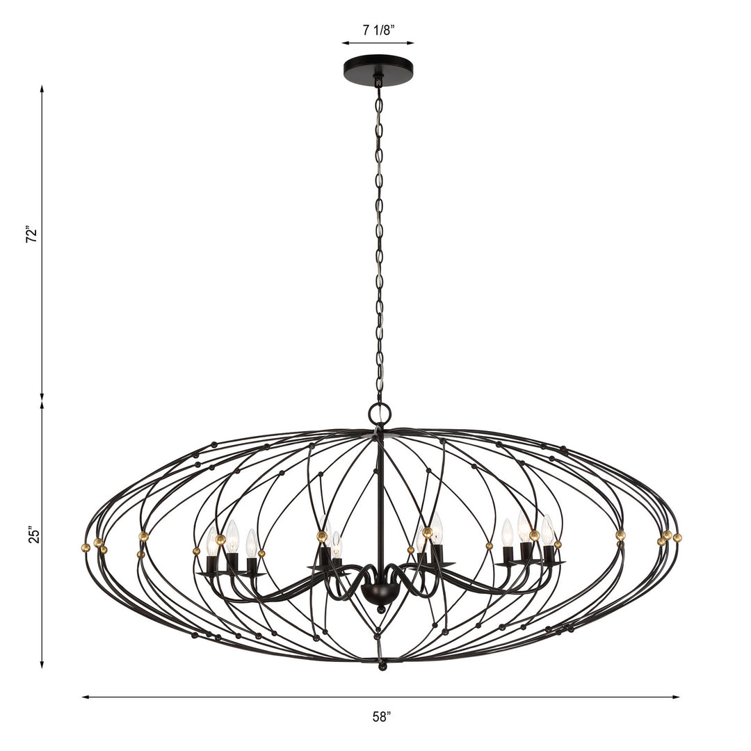 Crystorama - ZUC-A9039-EB-GA - Ten Light Chandelier - Zucca - English Bronze + Antique Gold