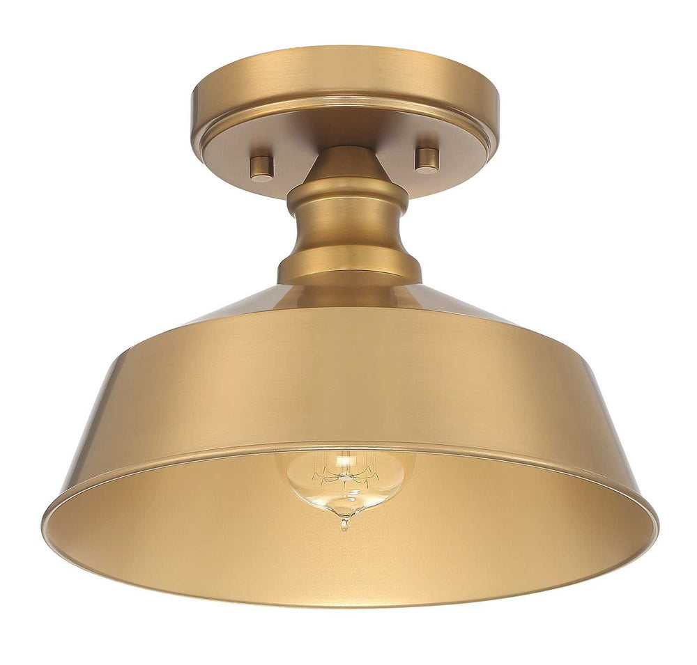Meridian - M60068NB - One Light Semi-Flush Mount - Natural Brass